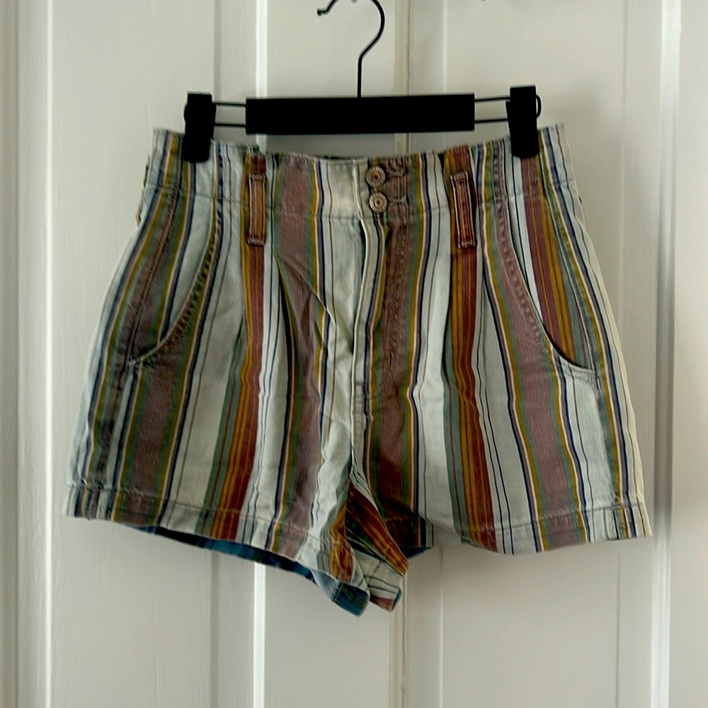 High waisted multi color denim shorts